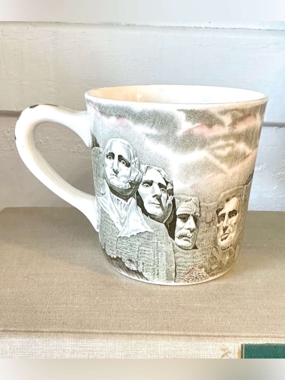 Scenic Mount Rushmore Ceramic Coffee Mug - Gray and White